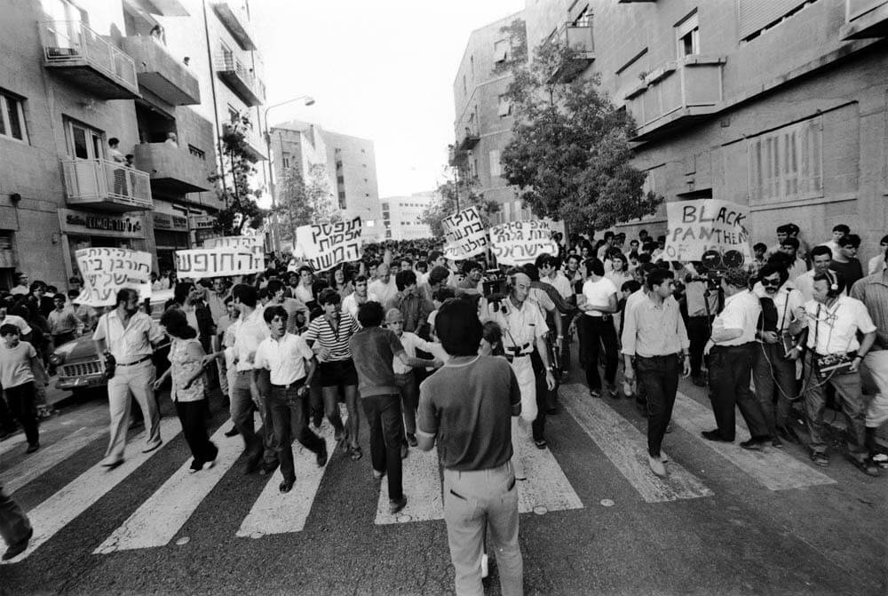 Demonstration gegen Diskriminierung, Schwarze Panther Israel, 1973.